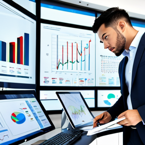 Home 6 A professional male Business Analyst in a modest business suit, wearing a crisp shirt, fully clothed, appropriate attire, professional dress. He stands thoughtfully in front of a large, interactive digital display showing complex business process flowcharts and data visualizations. He is looking at the screen with an analytical expression, holding a digital pen. The setting is a modern, brightly lit open-plan office with sleek desks and glass partitions, hinting at innovation. safe for work, appropriate content, fully clothed, professional, perfect anatomy, correct proportions, natural pose, well-formed hands, proper finger count, natural body proportions, high-quality professional photography, ultra-realistic.